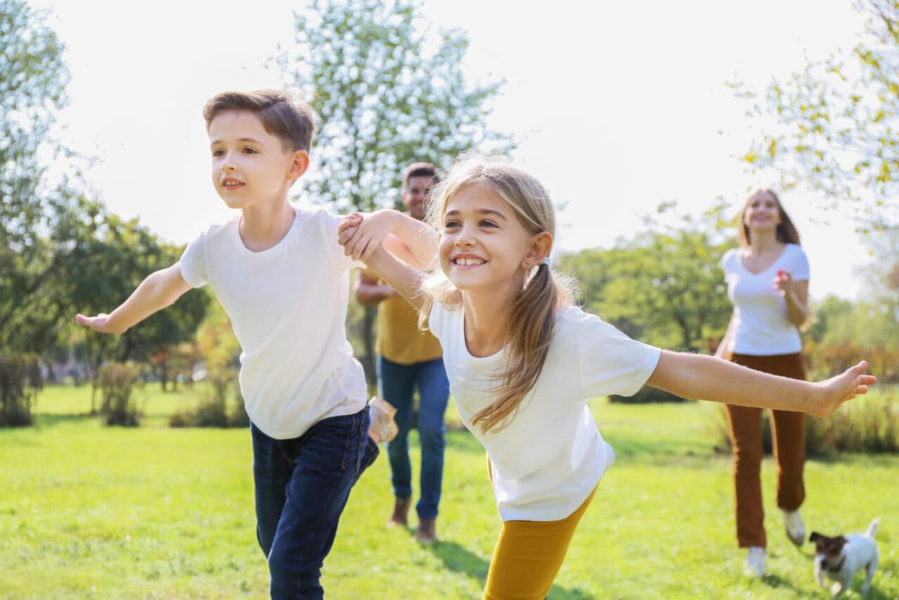 mom guilt kids running happily