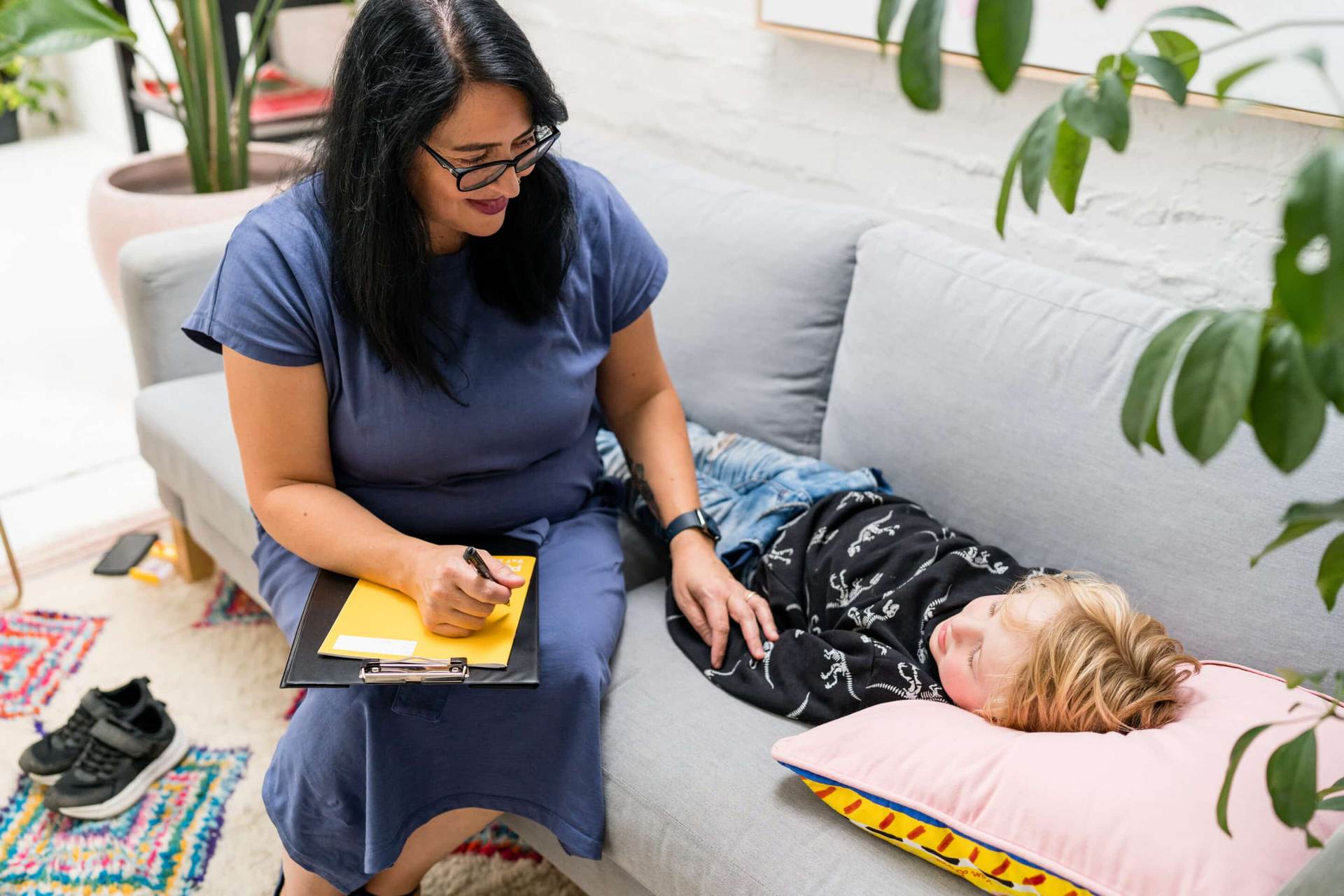 Melanie is in a calming session with a client
